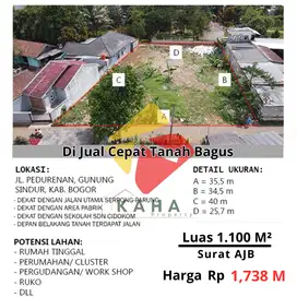 Dijual Tanah Bentuk Persegi Akses Jalan Depan dan Belakang