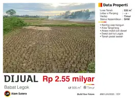 Dijual Tanah Padat Sawah SHM Babat Legok Dekat Exit Tol Tangerang