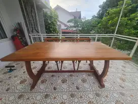 Meja dan Kursi Kayu Jati Asli