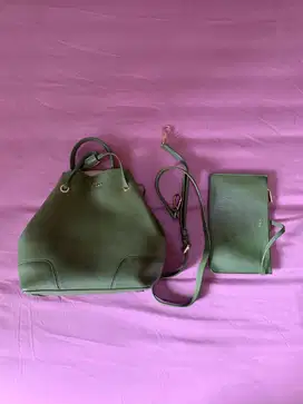 Tas Furla Stacy Bucket Bag Green