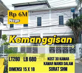 DIJUAL KOST SELALU PENUH 3 LANTAI 30 KAMAR KEMANGGISAN JAKARTA BARAT