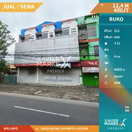 Dijual Ruko 3 Lantai di Jalan Poros Jaksa Agung Suprapto Klojen Malang