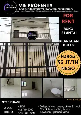 DISEWAKAN RUKO KRANGGAN RAPI SIAP DIPAKAI BUAT USAHA DI  BEKASI