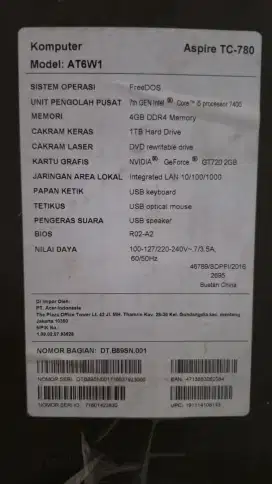 Acer Aspire TC-780 i7-7700 8gb 1Tb