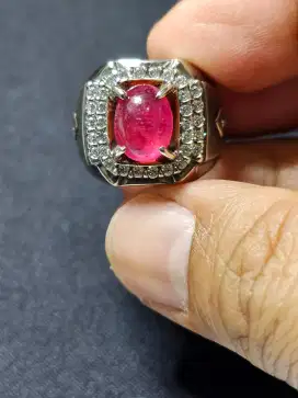 Natural Ruby Corondum Ring Perak Memo