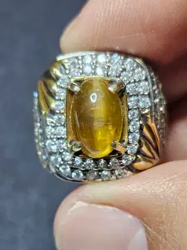 Natural Cats eye Apatite Ring Perak Memo