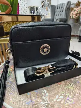 Tas Selempang kulit asli import motif versacong