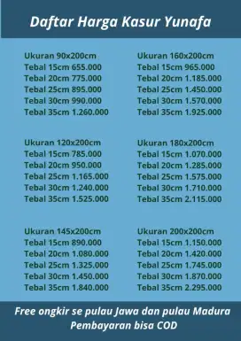 Promo kasur busa super yunafa, cod dan gratis ongkir.