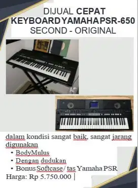 Dijual Cepat Keyboard Yamaha PSR-650