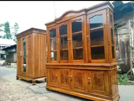 Bufet pajangan 4pintu kayu jati