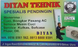 SERVICE AC, BONGKAR PASANG, ISI FREON, SERVICE KULKAS, MESIN CUCI, DLL