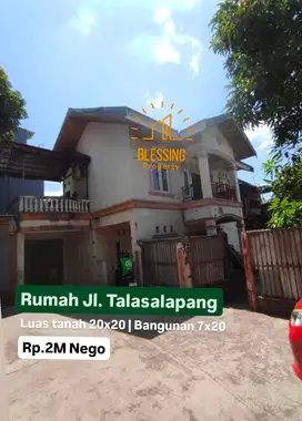 Rumah pakarangan luas jalan talasalapang