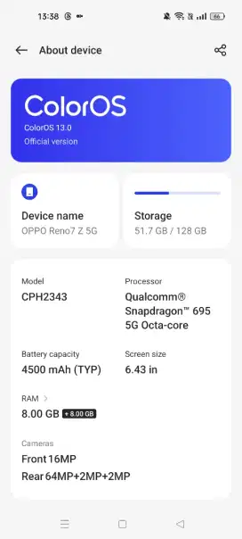 Oppo reno 7z 5G 8/128