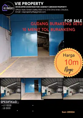 gudang baru siap pake contener 40 feed dekat toll burangkeng