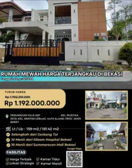 Dijual Rumah Villa Asri Mustika Jaya Bekasi