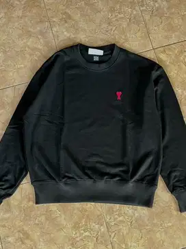 AMI Paris Red Ami de Coeur Wool Sweater Black