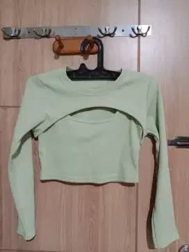 Crop Salur Lengan Panjang(2in1)