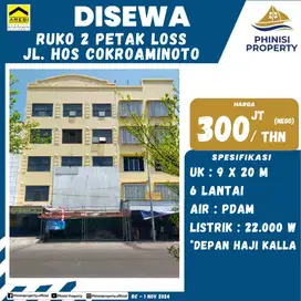 DISEWAKAN Ruko 2 Petak Jalan HOS Cokroaminoto Dekar Pasar Sentral
