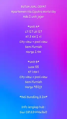 Dijual Apartemen Ciputra world Surabaya