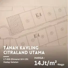 Hot listing kavling siap bangun citraland utama