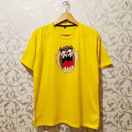 Kaos Oblong T-Shirt Pria Wanita Unisex Taz Tasmanian Devil Kuning Gold