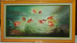 Lukisan Antik tema  ikan mas koki
uk 60 x 120