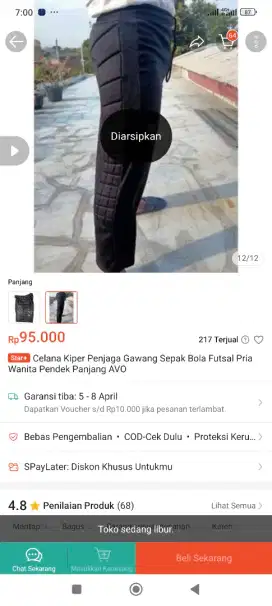 Celana kiper panjang merk AVO ukuran XXL