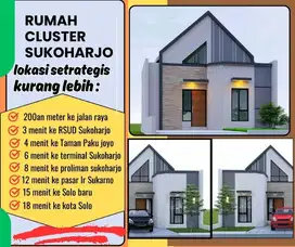 Hunian Cluster dekat kota Sukoharjo Tipe 36/72, 3 mnt ke BRSUD
