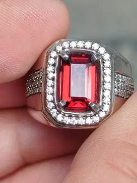 Batu garnet malaya 2.76 carat ring perak memo MRI super clean kristal