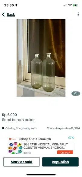 Botol bensin bekas