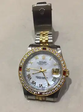 Jam Rolex Wanita Datejust  Diamond Bezel With Rubbies and Bezel White