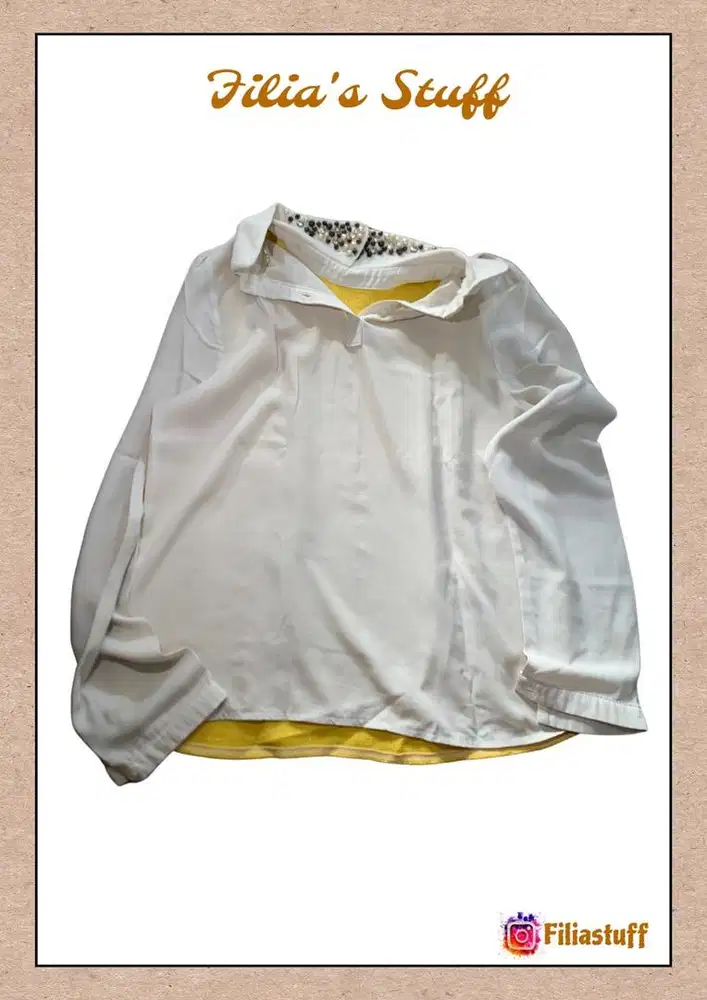 Kemeja KUNING PUTIH KERAH KERUH