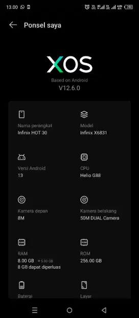 Infinix hot 30 ram8/256