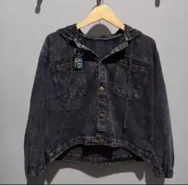 Jaket jeans wanita Hoodie kosongkan lemari