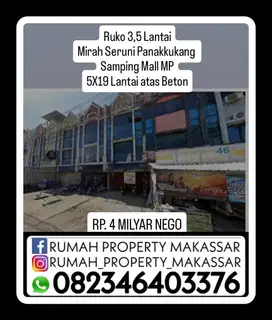 Ruko 3,5 Lti Mirah Seruni Panakkukang  Samping Mall MP 5X19