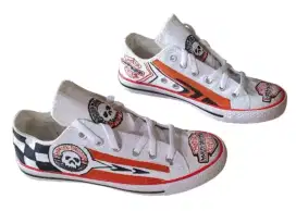 Sepatu harley davidson flag skull dan double wing tengkorak