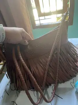 Leather hand bag woman