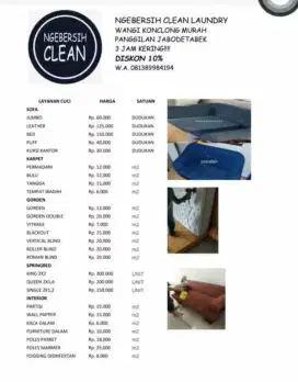 Cuci Karpet Gordyn Springbed Sofa se-Jabotabek Harga Promo