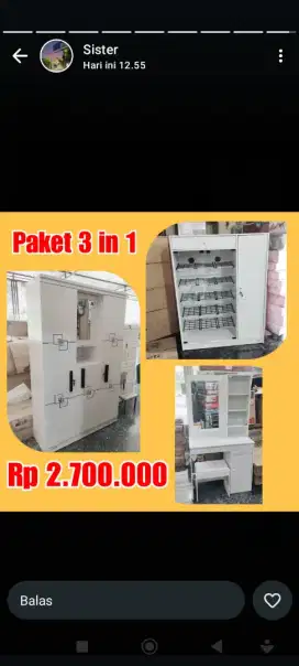 Promo paketan lebaran Fitri 3in1 lemari, meja rias dan lemari sepatu
