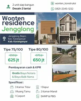 Rumah 2 Lantai selangkah ke RSUD Karanganyar