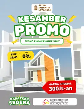 Rumah Impian di Lokasi Strategis! Sisa 4 Unit – DP Suka-Suka!
