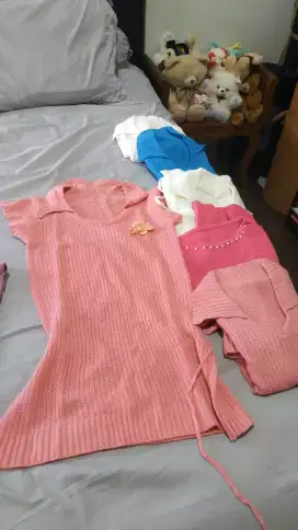 Kaos rajut wanita remaja puteri banyak warna modis bahan adem katun