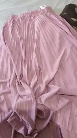 Rok plisket panjang dusty pink violet all size