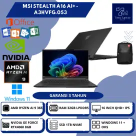 MSI STEALTH A16 AI+ RYZEN AI 9-365 NVIDIA RTX4060 8GB RAM 32GB 1TB 16I