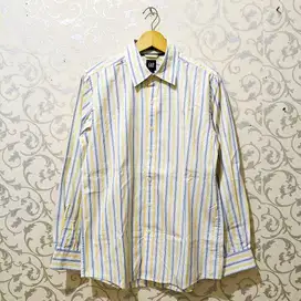 Kemeja Pria Lengan Panjang Kemeja Kerja GAP Original Salur Kuning Biru