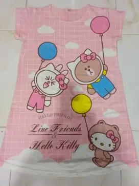 Dress harian anak perempuan motif hello kitty n frenz