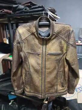 JAKET KULIT ASLI GARUT MODEL JAHITAN SULAM WOSH BAHAN KULIT ASLI SUPER