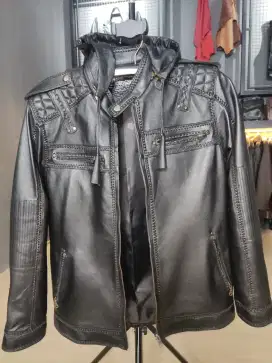 JAKET KULIT ASLI GARUT MODEL SULAM HUDY BAHAN KULIT ASLI SUPER