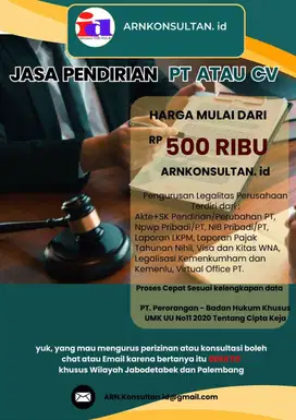 Jasa pengurusan dokumen PT, CV dan lainnya