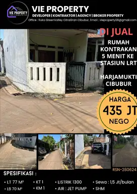 5 MENIT KE STASIUN LRT HARJAMUKTI. KONTRAKAN DIJUAL MURAH